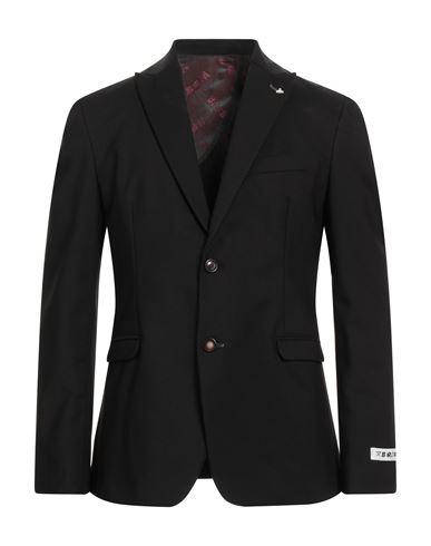 Berna Man Blazer Black Size 48 Cotton, Polyamide, Elastane In Brown