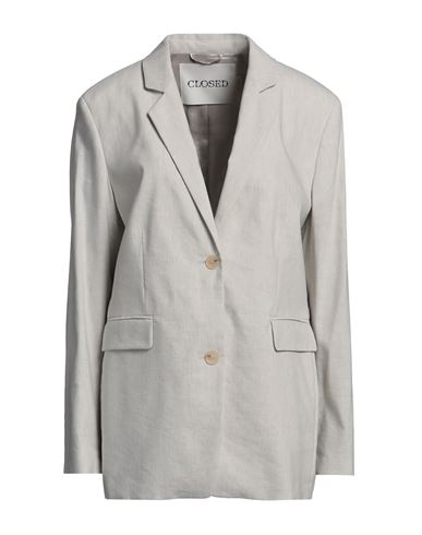 CLOSED CLOSED WOMAN BLAZER LIGHT GREY SIZE M LINEN, POLYESTER, VISCOSE, ELASTANE 