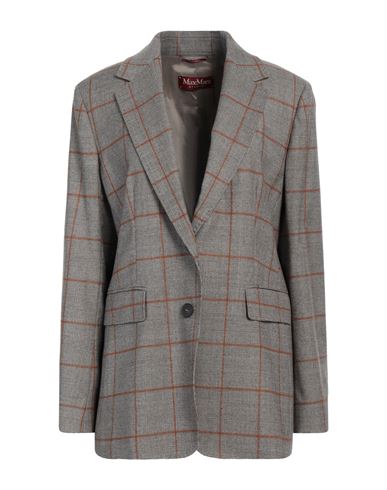 MAX MARA MAX MARA STUDIO WOMAN BLAZER GREY SIZE 14 VIRGIN WOOL, POLYAMIDE, ELASTANE 