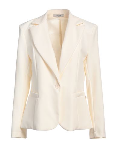 Maryley Woman Blazer Cream Size 12 Polyester, Elastane In White