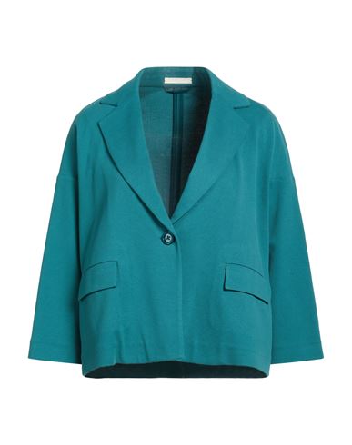 Circolo 1901 Woman Blazer Emerald Green Size 6 Cotton, Elastane In Blue