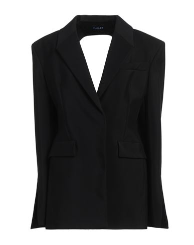 Mugler Short Black V-neck Jacket With Contemporary Design In Black