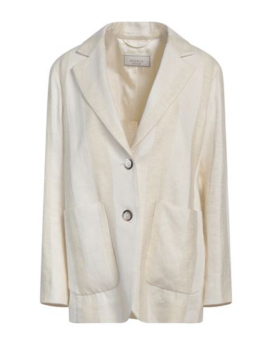 Peserico Woman Blazer Ivory Size 6 Linen, Viscose In White