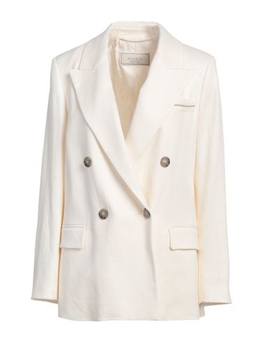 Peserico Woman Blazer Ivory Size 4 Linen, Viscose, Elastane In White