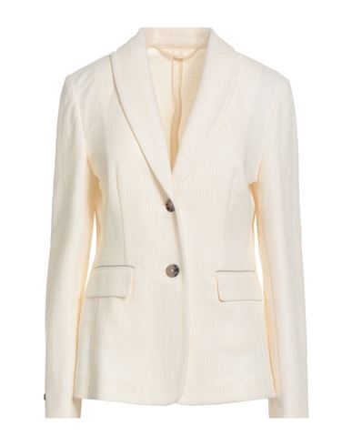 Peserico Woman Blazer Ivory Size 6 Cotton, Linen, Polyamide, Elastane