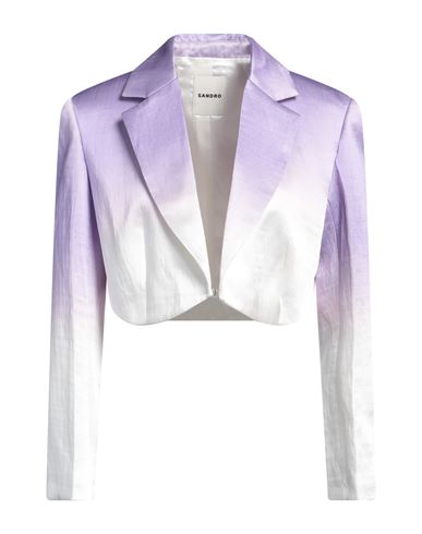 Sandro Woman Blazer Lilac Size 8 Viscose, Linen In Purple