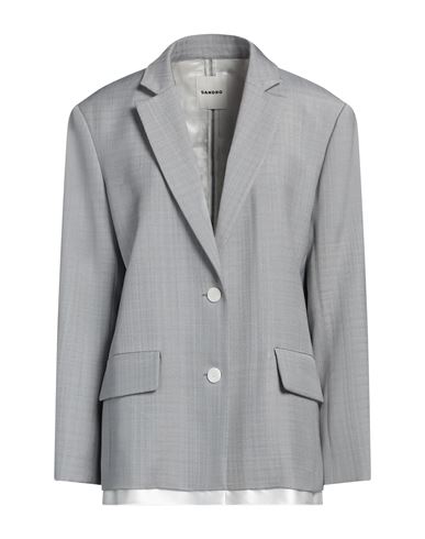 Sandro Woman Blazer Grey Size 10 Viscose In Grey