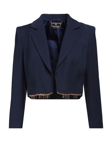 Elisabetta Franchi Woman Blazer Navy Size 4 Viscose, Virgin Wool, Elastane In Navy