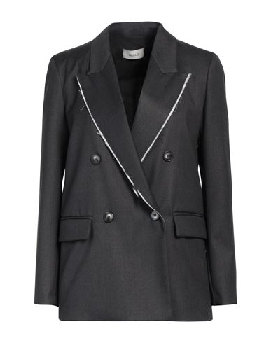 VICOLO VICOLO WOMAN BLAZER CHARCOAL SIZE XS POLYESTER, VISCOSE, ELASTANE, COTTON 