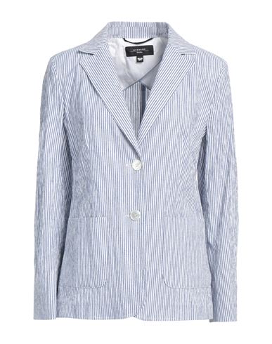 Weekend Max Mara Woman Blazer Blue Size 14 Cotton, Linen, Elastane In Blue