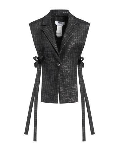 Msgm Woman Blazer Black Size 6 Wool, Viscose, Elastane In Black
