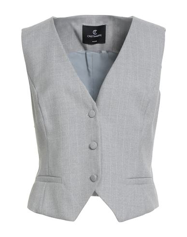 Cristinaeffe Woman Tailored Vest Light Grey Size 10 Polyester, Viscose, Elastane In Gray