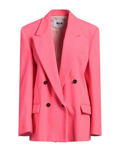 Msgm Woman Blazer Fuchsia Size 4 Polyester, Polyamide, Acrylic, Cotton In Pink