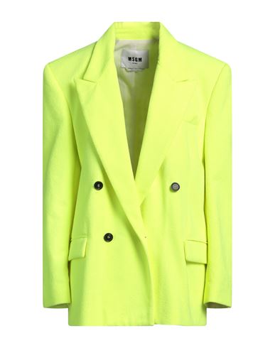 Msgm Woman Blazer Lime Green Size 4 Polyester, Polyamide, Acrylic, Cotton In Green