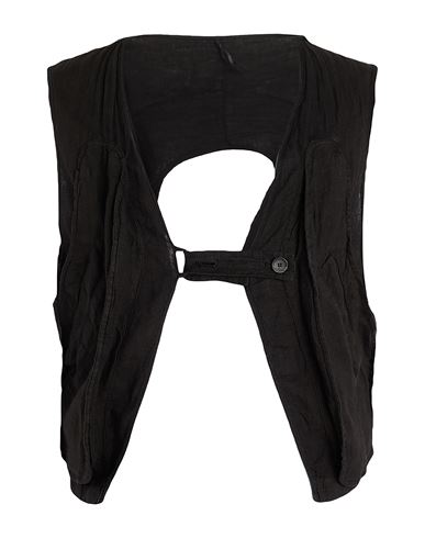 Masnada Man Tailored Vest Black Size 40 Linen In Black