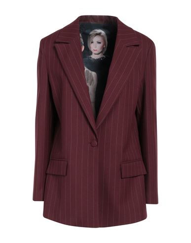 Cristinaeffe Woman Blazer Burgundy Size 12 Polyester, Viscose, Elastane In Red