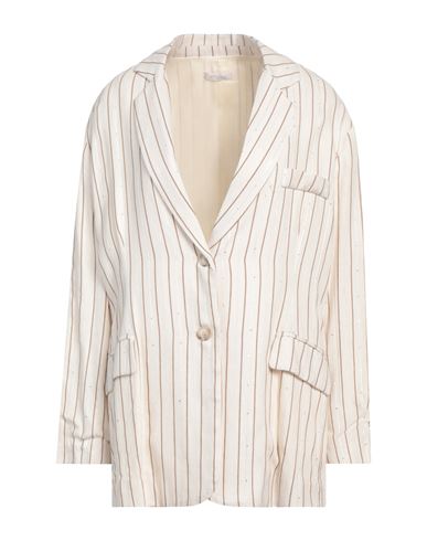 MOTEL MOTEL WOMAN BLAZER IVORY SIZE ONESIZE VISCOSE, POLYESTER, METAL 
