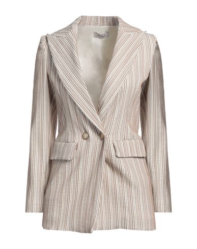 MOTEL MOTEL WOMAN BLAZER BEIGE SIZE S POLYESTER, COTTON 
