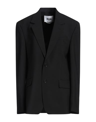 Msgm Woman Blazer Black Size 12 Virgin Wool, Elastane In Black