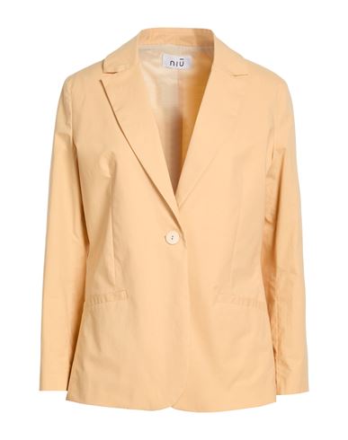 Niū Woman Blazer Apricot Size M Cotton, Elastane In Neutral