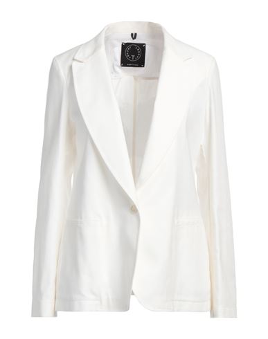 T-jacket By Tonello Woman Blazer White Size Xl Cotton, Linen, Polyester, Elastane In White