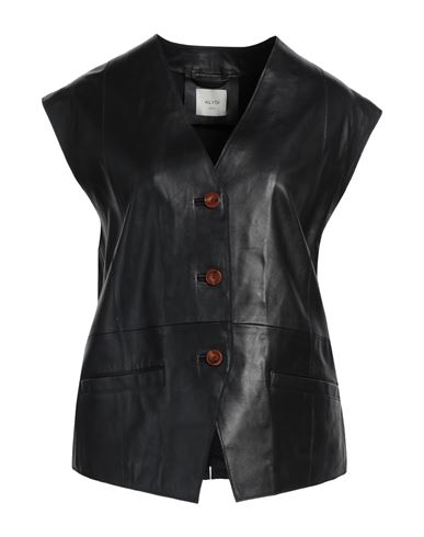 ALYSI ALYSI WOMAN TAILORED VEST BLACK SIZE 2 LEATHER 