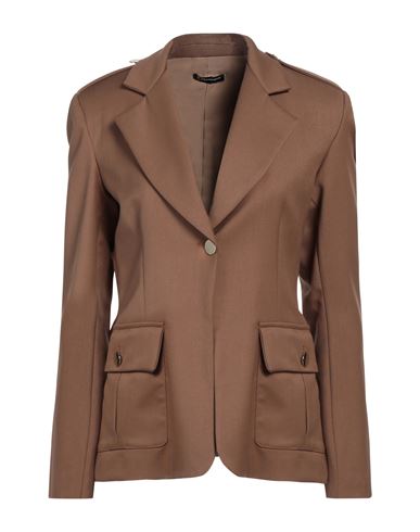 Cristinaeffe Woman Blazer Brown Size 10 Polyester, Viscose, Elastane In Brown