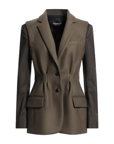 DONDUP DONDUP WOMAN BLAZER MILITARY GREEN SIZE 6 VIRGIN WOOL, POLYAMIDE, CASHMERE, COTTON, POLYESTER 
