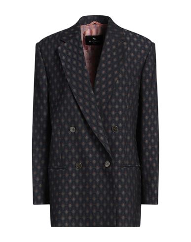 Shop Etro Woman Blazer Navy Size 8 Wool, Cotton