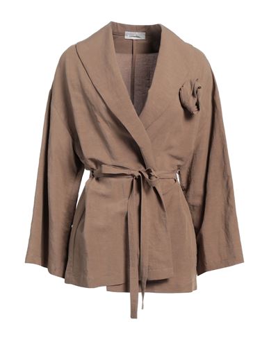 MOTEL MOTEL WOMAN BLAZER KHAKI SIZE ONESIZE VISCOSE, LINEN 