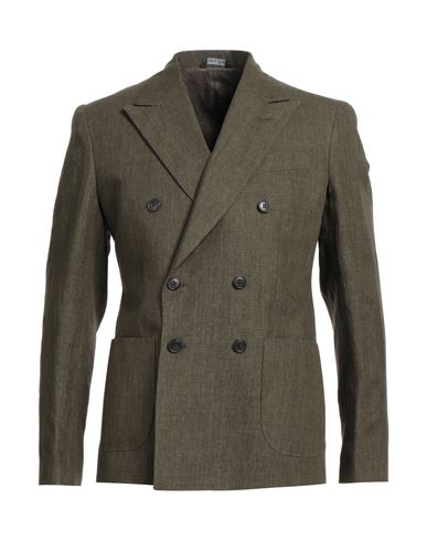 Shop Brian Dales Man Blazer Military Green Size 44 Linen