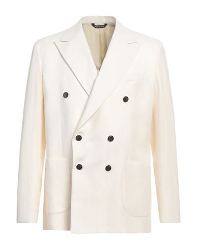 Shop Brian Dales Man Blazer Ivory Size 44 Linen, Cotton In White