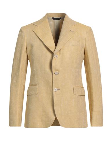 Brian Dales Man Blazer Yellow Size 38 Linen, Silk In Yellow