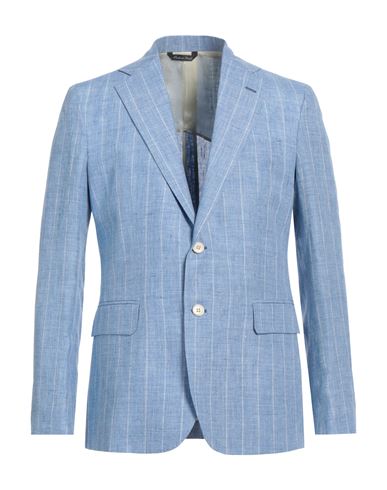 Shop Brian Dales Man Blazer Sky Blue Size 44 Linen