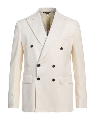 Shop Brian Dales Man Blazer Ivory Size 42 Linen, Cotton In White