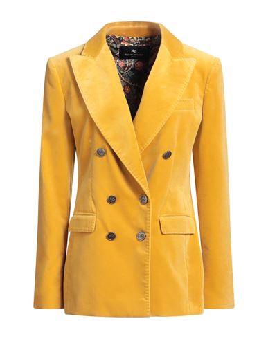 Etro Woman Blazer Marigold Size 8 Cotton, Elastane In Yellow