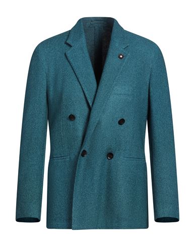Lardini Man Blazer Turquoise Size 40 Cashmere, Silk In Blue