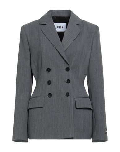 Msgm Woman Blazer Lead Size 8 Polyester, Virgin Wool, Elastane