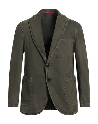 Isaia Man Blazer Military Green Size 42 Cotton