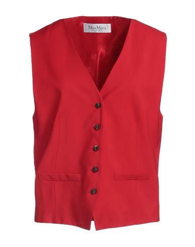 Max Mara Woman Tailored Vest Red Size 10 Virgin Wool, Viscose