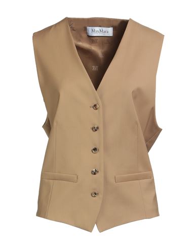 Shop Max Mara Woman Tailored Vest Camel Size 10 Virgin Wool, Viscose