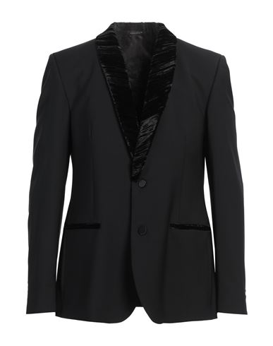 DANIELE ALESSANDRINI DANIELE ALESSANDRINI MAN BLAZER BLACK SIZE 44 WOOL, POLYESTER, ELASTANE 