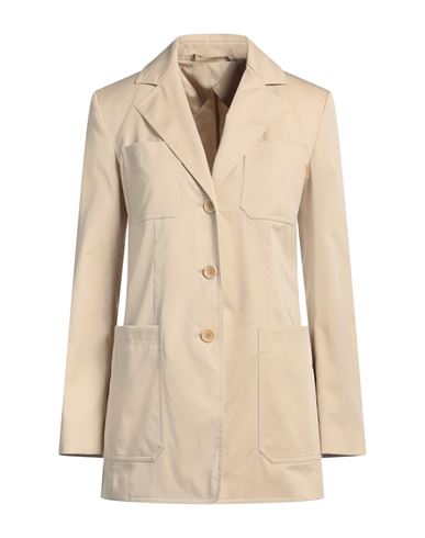 Max Mara Woman Blazer Sand Size 10 Cotton, Silk, Elastane