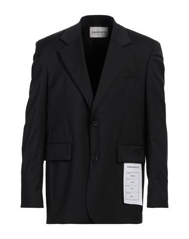 AMARANTO AMARANTO MAN BLAZER BLACK SIZE 42 POLYESTER, VIRGIN WOOL, ELASTANE 