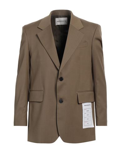 AMARANTO AMARANTO MAN BLAZER MILITARY GREEN SIZE 42 POLYESTER, VIRGIN WOOL, ELASTANE 