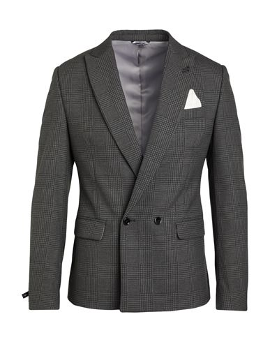 DANIELE ALESSANDRINI DANIELE ALESSANDRINI MAN BLAZER CHARCOAL SIZE 38 POLYESTER, VISCOSE, ELASTANE 