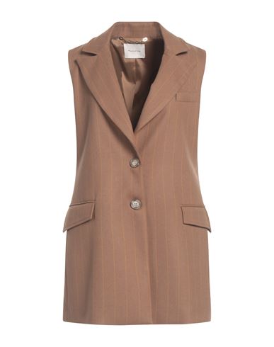 Manila Grace Woman Tailored Vest Camel Size 6 Polyester, Viscose, Elastane
