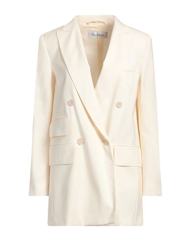 Max Mara Woman Blazer Cream Size 8 Virgin Wool In White