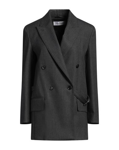 MAX MARA MAX MARA WOMAN BLAZER CHARCOAL SIZE 8 VIRGIN WOOL 