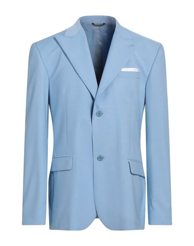 Grey Daniele Alessandrini Man Blazer Sky Blue Size 46 Polyester, Viscose, Elastane In Blue